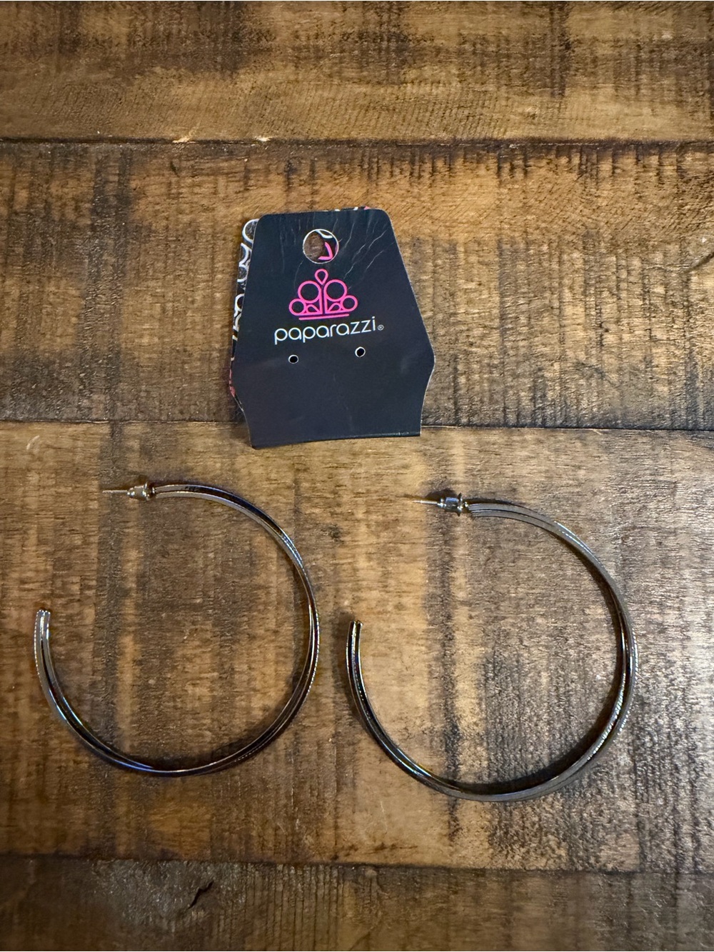 Paparazzi black-Tone Hoop Earrings with Subtle Gunmetal Sheen